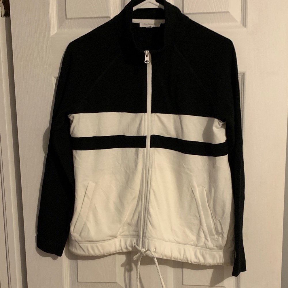 Talbots Black and White zip sweater